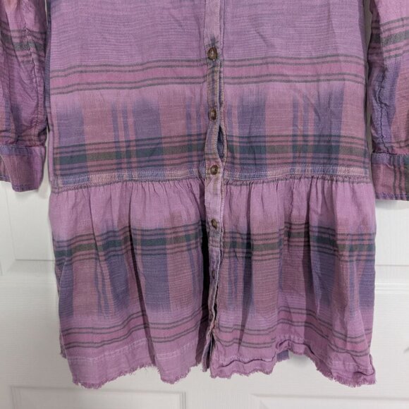 Pilcro Plaid Tangier Mini Shirt Dress Womens Size Large Purple Long Sleeve - Picture 6 of 14
